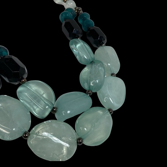 Bohemian Chunky 2 Layer Statement Necklace. Aquamarine, Teal EUC - Picture 5 of 6